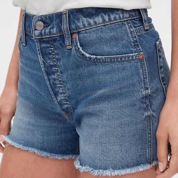 GAP Pants - Gap High Rise Cheeky Denim Shorts with Raw Hem NWT